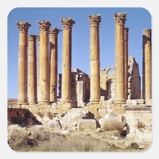 Uitzicht van de tempel van Artemis, gebouwd c.386  Vierkante Sticker (Voorkant)