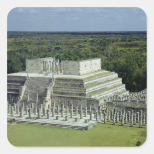 Uitzicht van de tempel van de Warriors na 150 AD Vierkante Sticker
