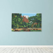 Uitzicht van de tempel van Sinawava Canvas Afdruk (Insitu (Houten vloer))