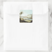 Uitzicht van de tempels vierkante sticker (Tas)