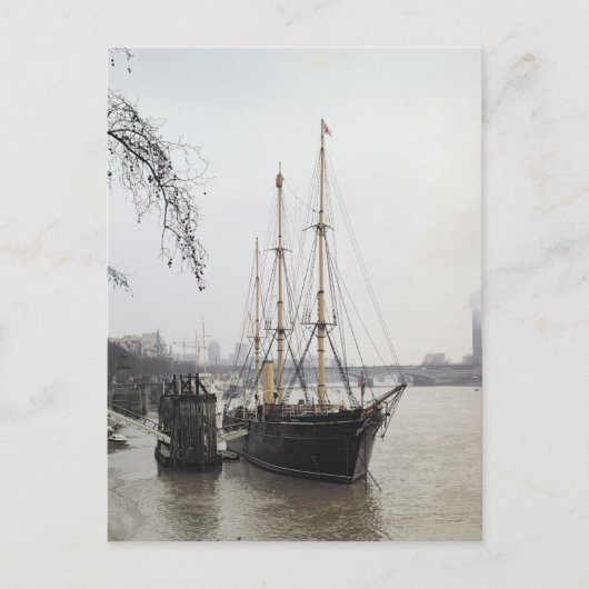 Uitzicht van de Theems met RRS Discovery Briefkaart (Voorkant)