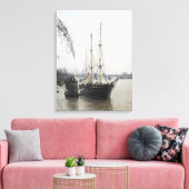 Uitzicht van de Theems met RRS Discovery Canvas Afdruk (Insitu (Woonkamer))