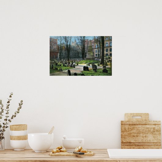 Uitzicht van de Tombstone van Ben Franklin Poster (Keuken)