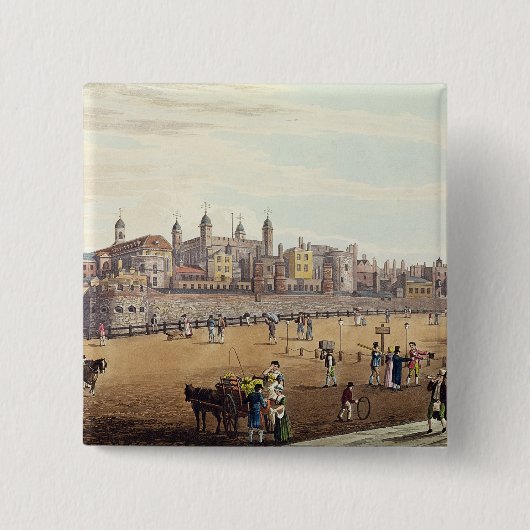 Uitzicht van de Tower of London Vierkante Button 5,1 Cm (Voorkant)