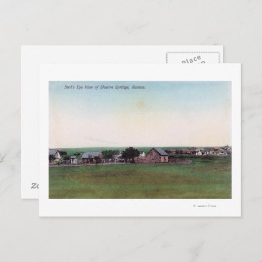 Uitzicht van de TownSharon Springs, KS Briefkaart (Voorkant / Achterkant)