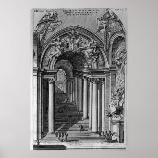 Uitzicht van de trap in de Scala Regia Poster (Voorkant)