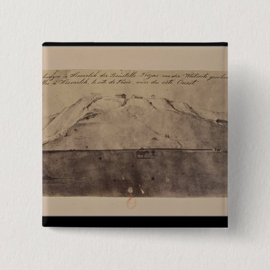 Uitzicht van de Troy-opgravingen uit het Westen Vierkante Button 5,1 Cm (Voorkant)