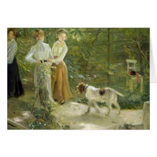 Uitzicht van de tuin van de kunstenaar met zijn do