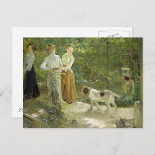 Uitzicht van de tuin van de kunstenaar met zijn do briefkaart (Voorkant / Achterkant)