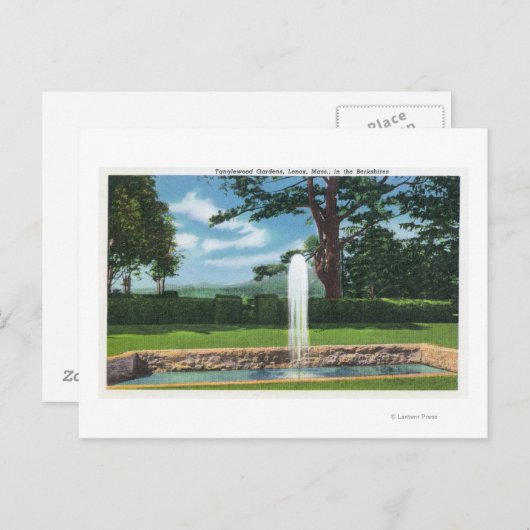 Uitzicht van de tuinen en fonteinen van Tanglewood Briefkaart (Voorkant / Achterkant)