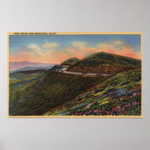 Uitzicht van de Twin Peaks & Highway Poster