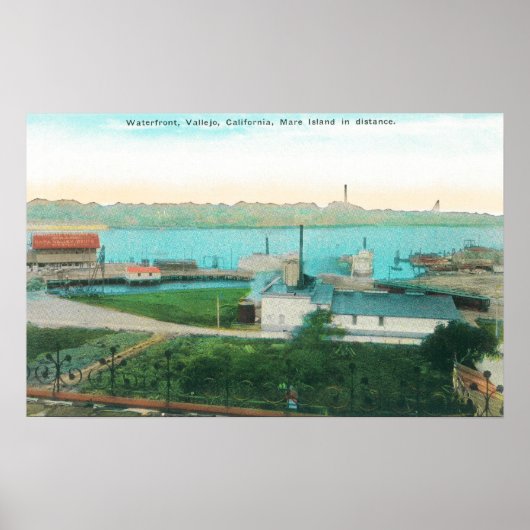 Uitzicht van de Vallejo Waterfront en Mare Islan Poster (Voorkant)