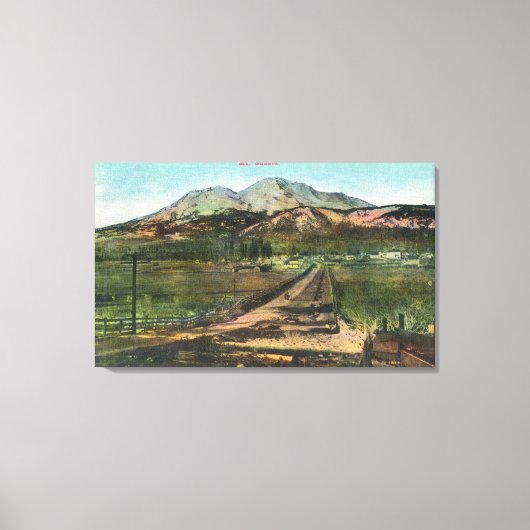 Uitzicht van de Valley en Mt. Shasta Canvas Afdruk (Voorkant)
