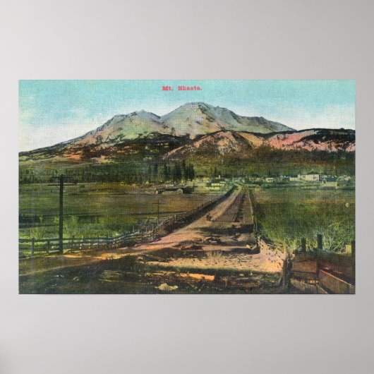 Uitzicht van de Valley en Mt. Shasta Poster (Voorkant)