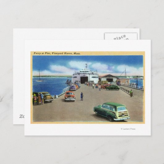 Uitzicht van de veerboot op de pier briefkaart (Voorkant / Achterkant)