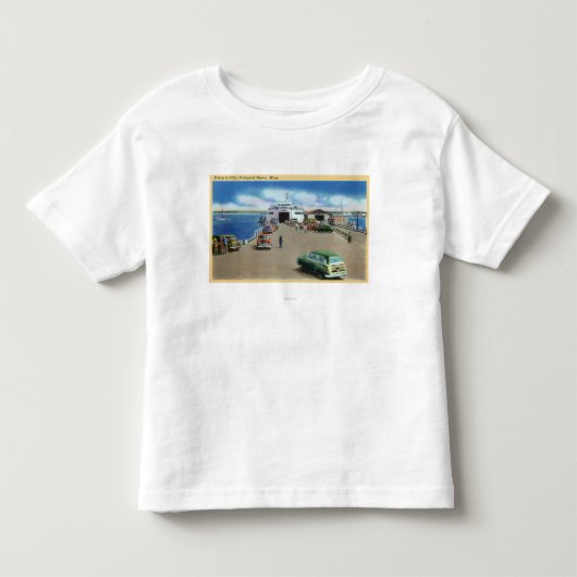Uitzicht van de veerboot op de pier kinder shirts (Voorkant)