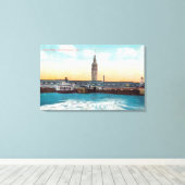 Uitzicht van de veerwielslips en -toren canvas afdruk (Insitu (Houten vloer))