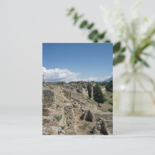 Uitzicht van de verwoeste stad briefkaart (Staand voorkant)