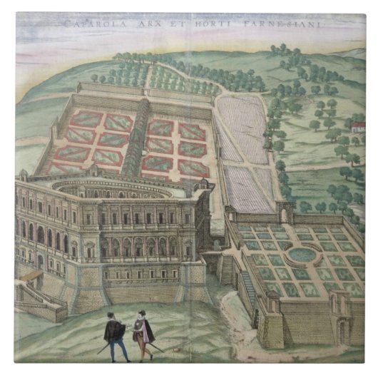 Uitzicht van de Villa Farnese en de tuinen, uit 'C Tegeltje (Voorkant)