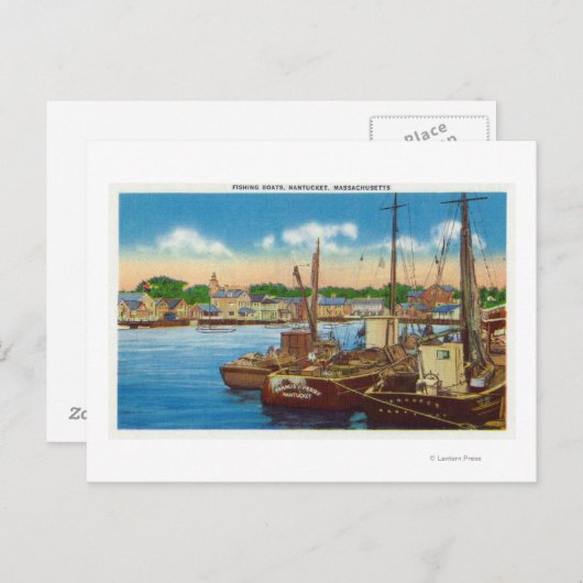 Uitzicht van de Vissende boten in de haven Briefkaart (Voorkant / Achterkant)