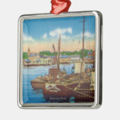 Uitzicht van de Vissende boten in de haven Metalen Ornament (Links)