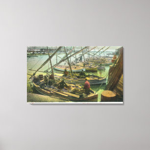 Uitzicht van de vissenhengel canvas afdruk