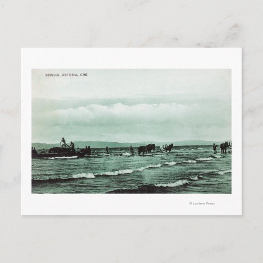 Uitzicht van de visserij met de zegen, paardenkarr briefkaart (Voorkant)