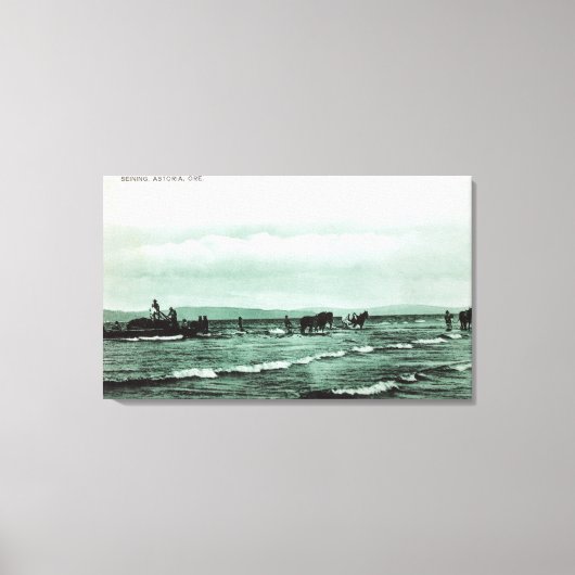 Uitzicht van de visserij met de zegen, paardenkarr canvas afdruk (Voorkant)