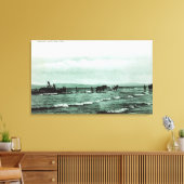 Uitzicht van de visserij met de zegen, paardenkarr canvas afdruk (Insitu (Woonkamer))