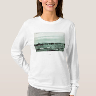 Uitzicht van de visserij met de zegen, paardenkarr t-shirt