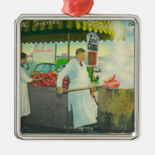 Uitzicht van de Visserijkruid, krabben aan het wer Metalen Ornament (Voorkant)