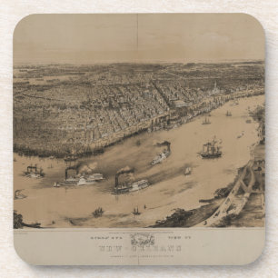 Uitzicht van de vogelogen van New Orleans uit 1851 Onderzetter
