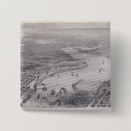 Uitzicht van de vogelsoort van New Orleans Vierkante Button 5,1 Cm (Voorkant)