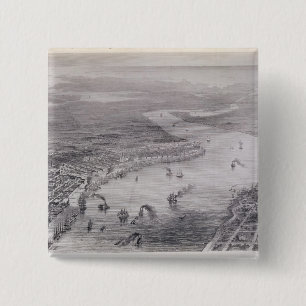 Uitzicht van de vogelsoort van New Orleans Vierkante Button 5,1 Cm