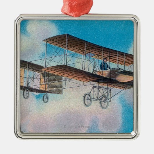 Uitzicht van de Voisin BiplaneFrankrijk Metalen Ornament (Voorkant)