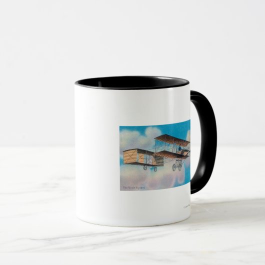 Uitzicht van de Voisin BiplaneFrankrijk Mok (Voorkant rechts)