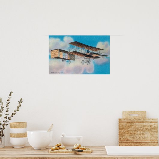 Uitzicht van de Voisin BiplaneFrankrijk Poster (Keuken)