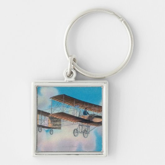 Uitzicht van de Voisin BiplaneFrankrijk Sleutelhanger (Voorkant)
