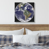 Uitzicht van de volledige Aarde en vier storm syst Canvas Afdruk (Insitu (Slaapkamer))