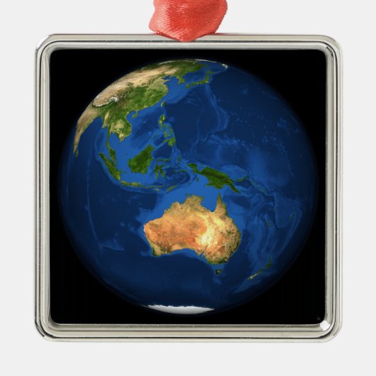 Uitzicht van de volledige Aarde met Indonesië, de  Metalen Ornament (Voorkant)