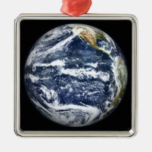 Uitzicht van de volledige aarde rond de Stille Oce Metalen Ornament