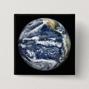 Uitzicht van de volledige aarde rond de Stille Oce Vierkante Button 5,1 Cm