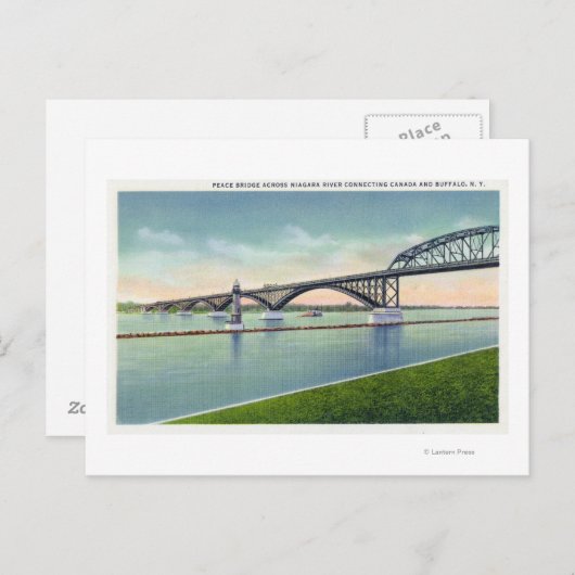 Uitzicht van de vredesbrug over de Niagara Briefkaart (Voorkant / Achterkant)