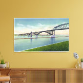 Uitzicht van de vredesbrug over de Niagara Canvas Afdruk (Insitu (Woonkamer))