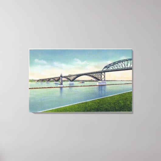 Uitzicht van de vredesbrug over de Niagara Canvas Afdruk (Voorkant)