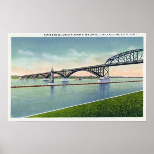 Uitzicht van de vredesbrug over de Niagara Poster (Voorkant)