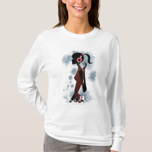 Uitzicht van de vrouw die muziek beluistert t-shirt