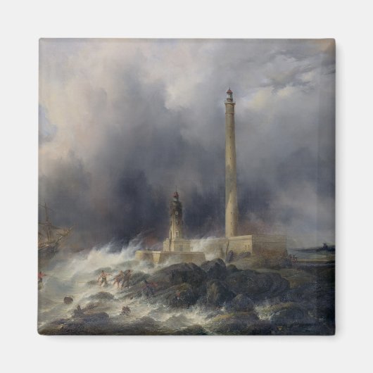 Uitzicht van de vuurtoren in Gatteville Magneet (Voorkant)