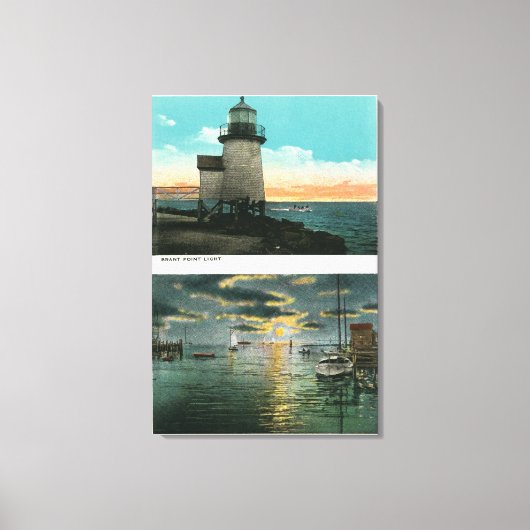 Uitzicht van de vuurtoren van Brant Point Canvas Afdruk (Voorkant)