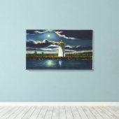 Uitzicht van de vuurtoren van de Cobbosseeconte bi Canvas Afdruk (Insitu (Houten vloer))